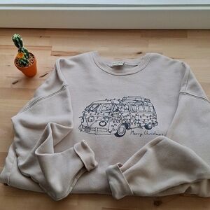 "Merry Christmas" Generic Bus Graphic, Women's L, Sweatshirt, Crewneck.